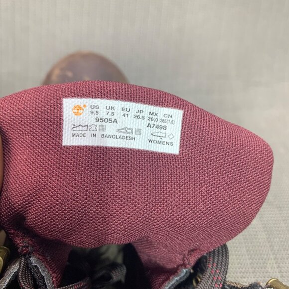 Timberland Norwood Womens Size 9.5M Brown/Red Mid Waterproof Hiking Boots - Picture 5 of 10